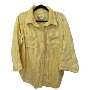 Leisure Life Shirt Jacket‎ Shacket Womens Large Yellow Corduroy Terrycloth Vtg